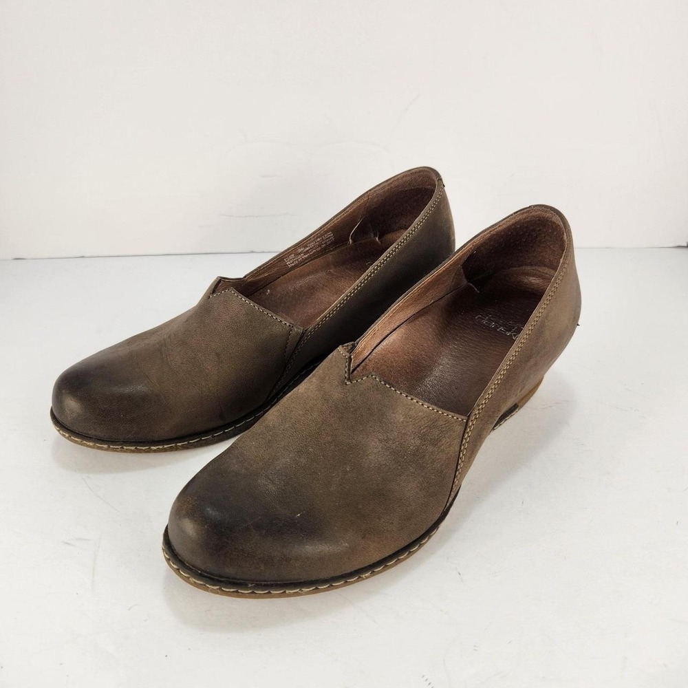 Dansko Arden Women's Size 36 US 6 Brown Leather Slip-On Comfort Wedge Shoes
